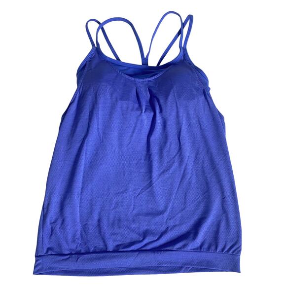 Athleta Energize Mesh Racerback Strappy Tank Top Sports Bra Blue Womens Size XS - Picture 2 of 9